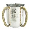 Classic Touch Stainless Steel Hammered Wash Cup With Gold Embossed Handles 1 Classic Touch Stainless Steel Hammered Wash Cup With Gold Embossed Handles -VilleroyBoch shop 10400669 fpx