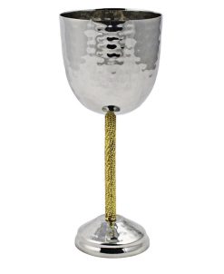 Classic Touch Hammered Stainless Steel Kiddush Cup