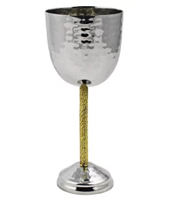 Classic Touch Hammered Stainless Steel Kiddush Cup