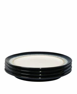 Denby Halo Set Of 4 Wide Rimmed Medium Plates