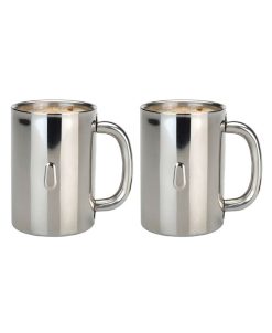 BergHOFF Stainless Steel 12-Oz. Coffee Mugs, Set Of 2