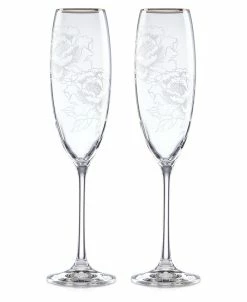 Lenox Silver Peony Toasting Flutes