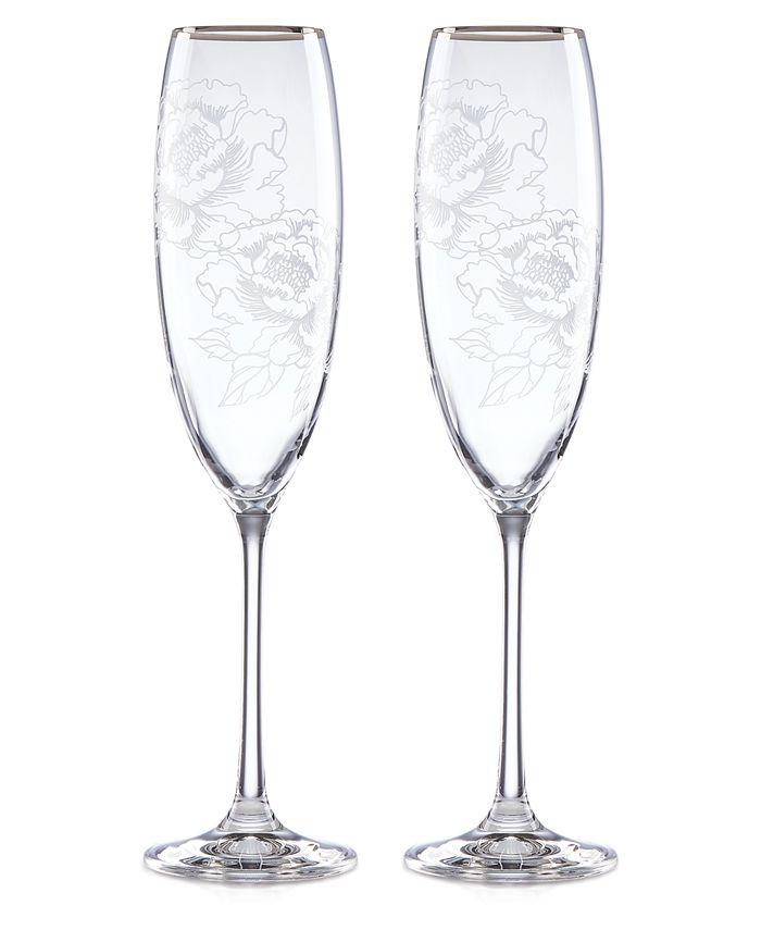 Silver Peony Toasting Flutes Lenox Silver Peony Toasting Flutes -VilleroyBoch shop
