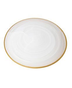 Classic Touch Set Of 4 Alabaster 12.75 Chargers With Rim