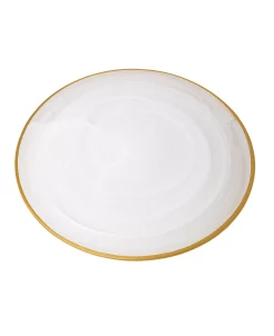 Classic Touch Set Of 4 Alabaster 12.75 Chargers With Rim