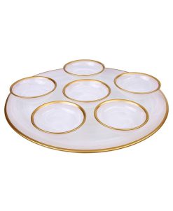 Classic Touch 12.75 Alabaster Seder Plate With Rim