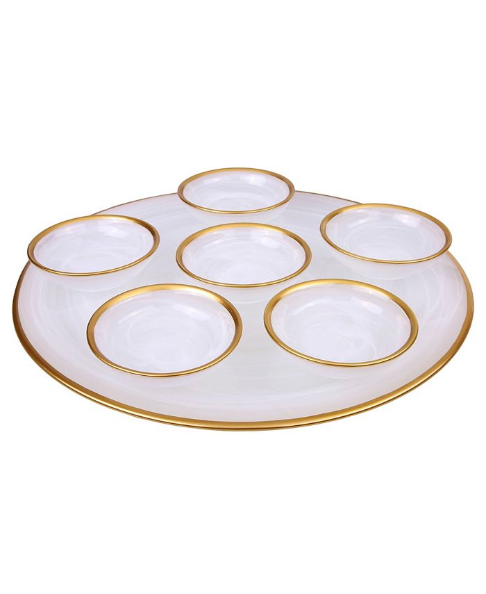 12.75 Alabaster Seder Plate With Rim Classic Touch 12.75 Alabaster Seder Plate With Rim -VilleroyBoch shop