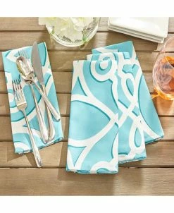 Elrene Chase Geometric Stain Resistant Indoor Outdoor 17X 17 Napkin - Set Of 8