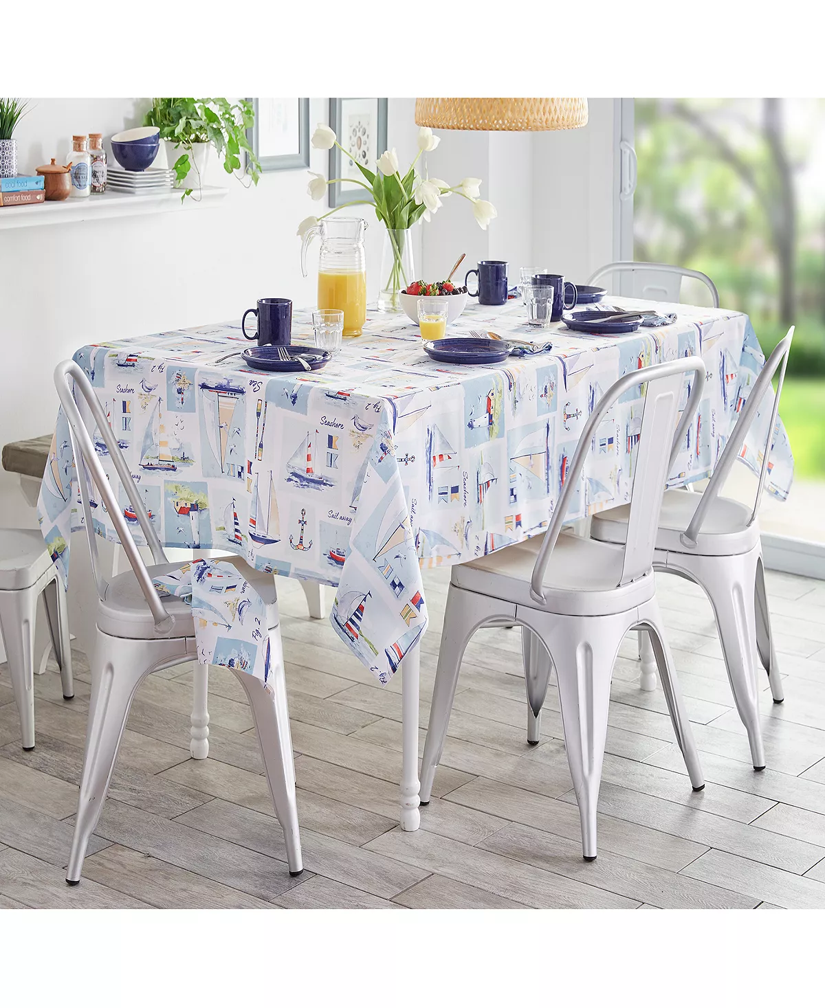 Elrene Sail Away Stain Resistant Indoor Outdoor 60X 120 Tablecloth