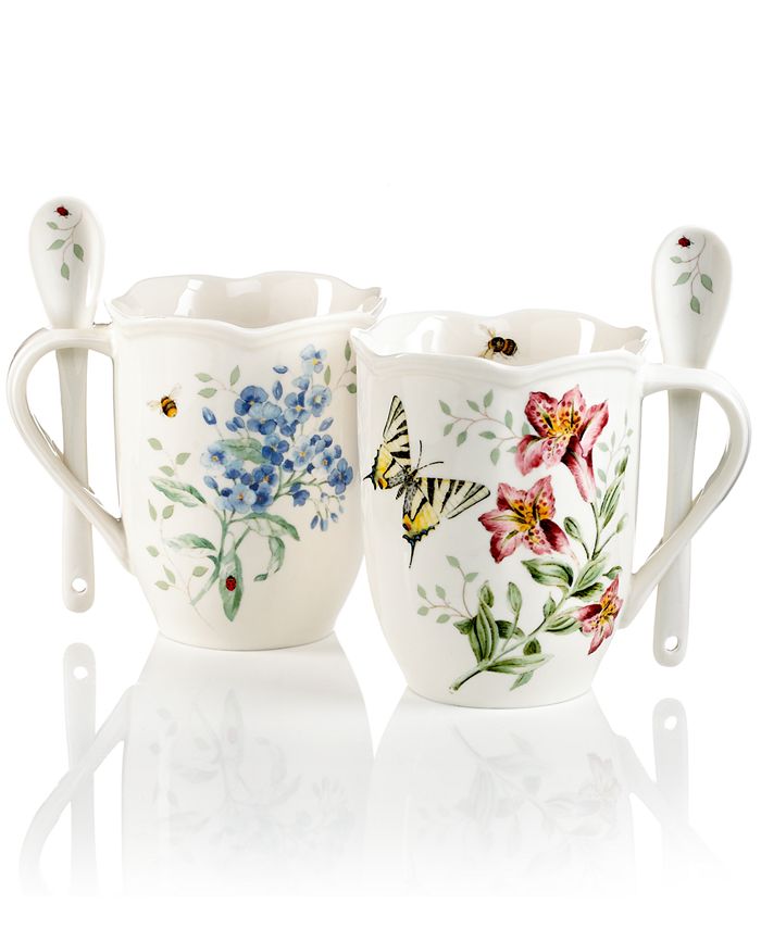 Butterfly Meadow Set Of 2 Cocoa Mugs With Spoons Lenox Butterfly Meadow Set Of 2 Cocoa Mugs With Spoons -VilleroyBoch shop