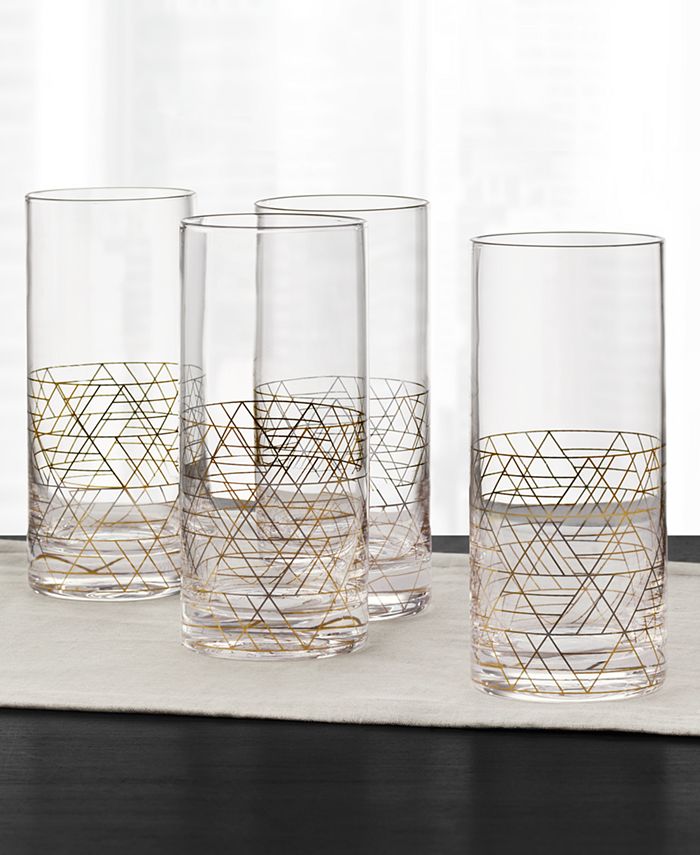 Gold Decal Highball Glasses, Set Of 4, Created For Macy's Hotel Collection Gold Decal Highball Glasses, Set Of 4, Created For Macy's -VilleroyBoch shop
