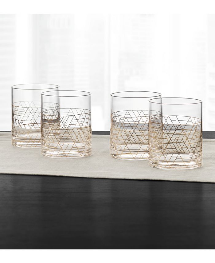 Gold Decal Double Old-Fashioned Glasses, Set Of 4, Created For Macy's Hotel Collection Gold Decal Double Old-Fashioned Glasses, Set Of 4, Created For Macy's -VilleroyBoch shop