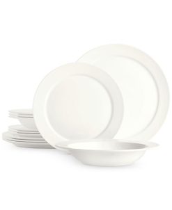 Hotel Collection Round Rim Bone China 12-Pc. Bone Dinnerware Set, Created For Macy's