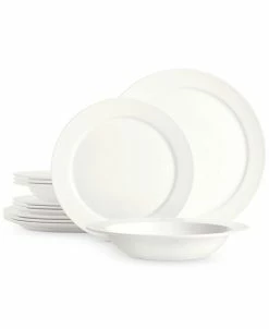 Hotel Collection Round Rim Bone China 12-Pc. Bone Dinnerware Set, Created For Macy's
