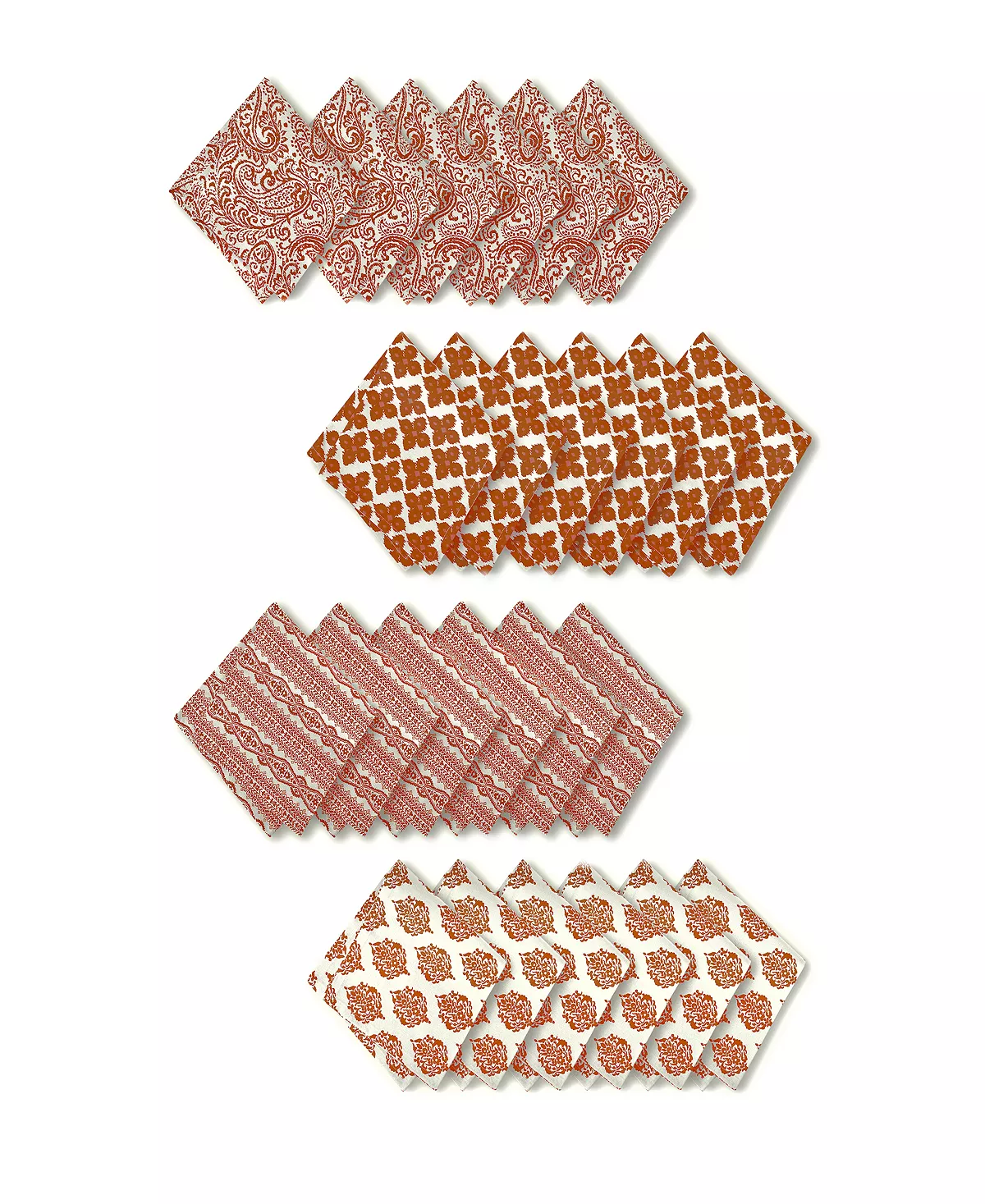 Elrene Veryday Casual Prints Assorted Cotton Fabric Napkins - Set Of 24 - Image 4