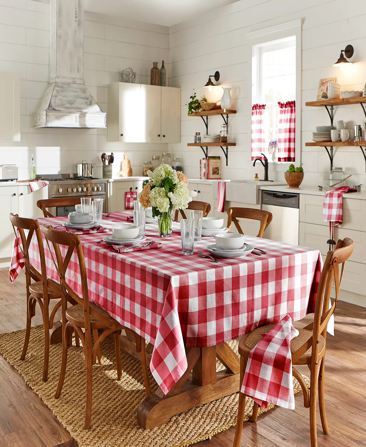 Elrene Farmhouse Living Buffalo Check Tan/White 52x 52 Tablecloth - Image 5