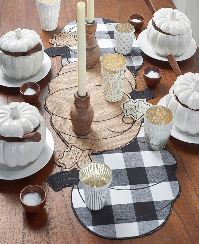 Elrene Burlap And Check Pumpkin Centerpiece Runner 4 Elrene Burlap And Check Pumpkin Centerpiece Runner - Image 2