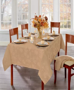 Elrene Gant Woven Leaves Jacquard Damask Tablecloth, 60x144