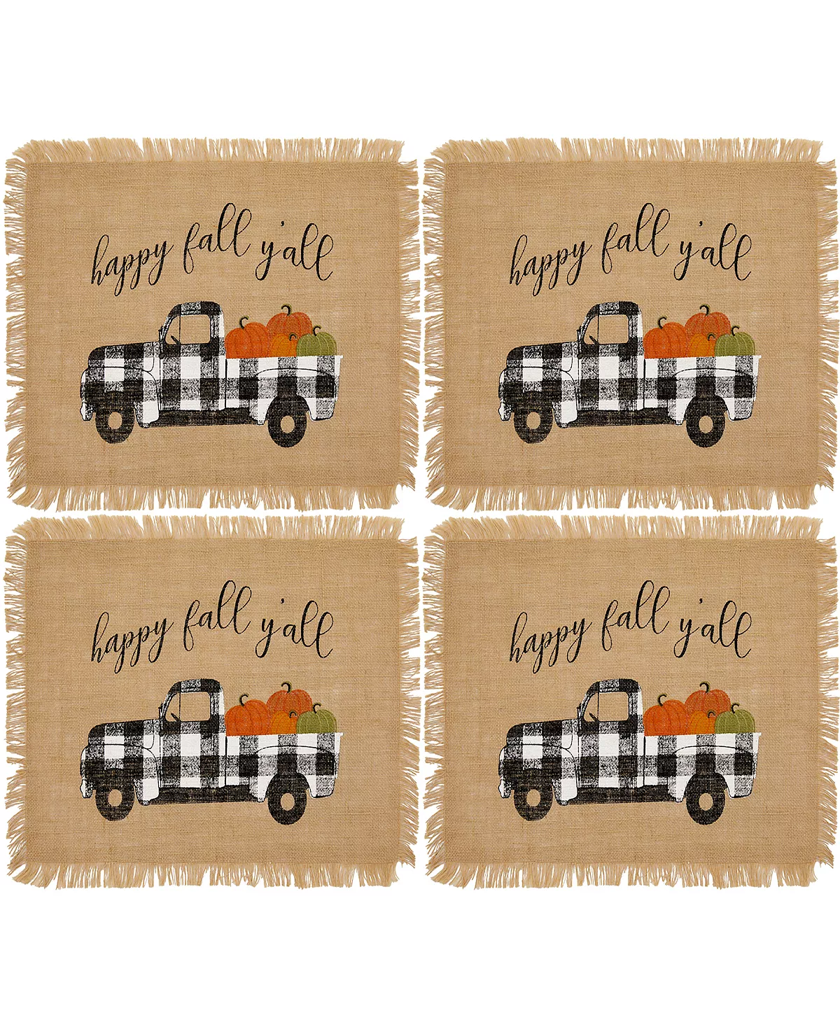 Elrene Happy Fall Y'All Farmhouse Burlap Placemat, Set Of 4