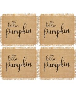 Elrene Hello Pumpkin Farmhouse Burlap Placemat, Set Of 4