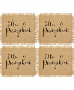 Elrene Hello Pumpkin Farmhouse Burlap Placemat, Set Of 4