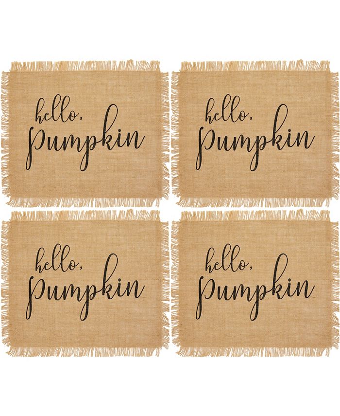 Hello Pumpkin Farmhouse Burlap Placemat, Set Of 4 Elrene Hello Pumpkin Farmhouse Burlap Placemat, Set Of 4 -VilleroyBoch shop