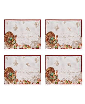 Holiday Turkey Bordered Fall Placemat, Set Of 4 Elrene Holiday Turkey Bordered Fall Placemat, Set Of 4 -VilleroyBoch shop
