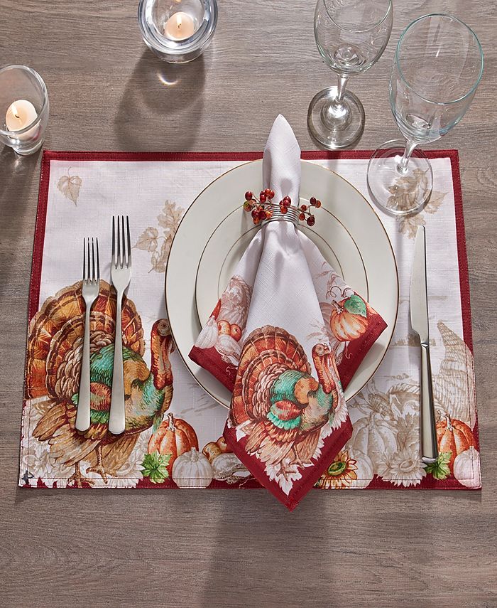 Holiday Turkey Bordered Fall Placemat, Set Of 4 Elrene Holiday Turkey Bordered Fall Placemat, Set Of 4 -VilleroyBoch shop