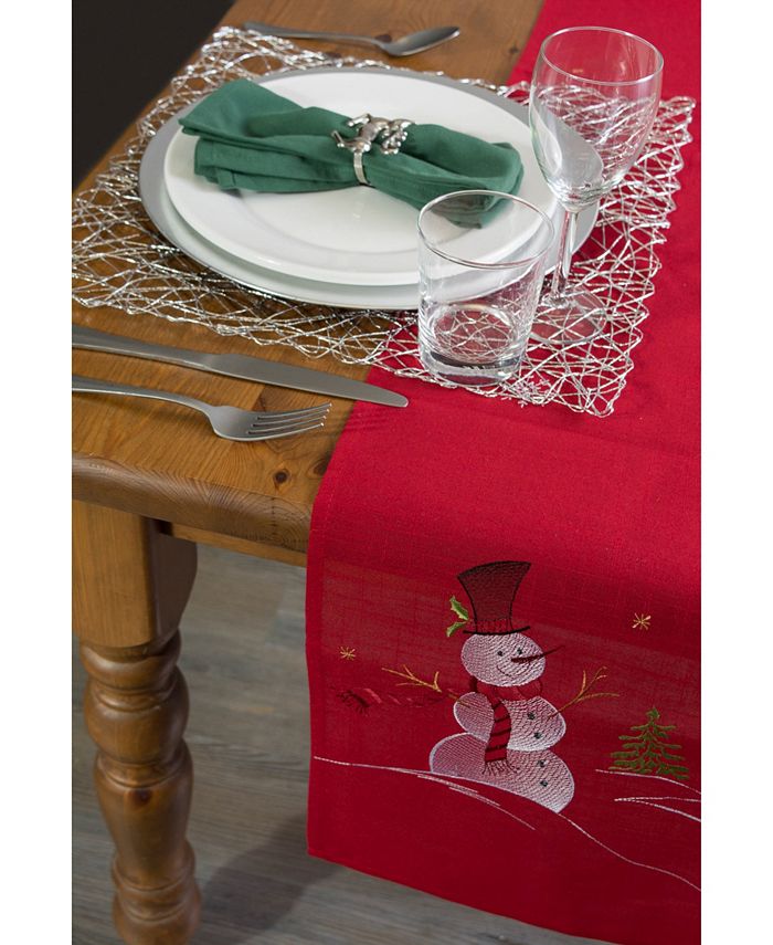 Embroidered Snowman Table Runner Design Imports Embroidered Snowman Table Runner -VilleroyBoch shop