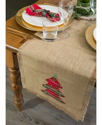 Design Imports Embroidered Tree Burlap Table Runner - Image 2