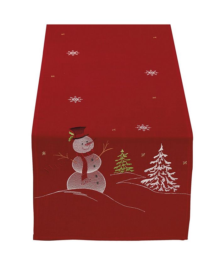 Embroidered Snowman Table Runner Design Imports Embroidered Snowman Table Runner -VilleroyBoch shop