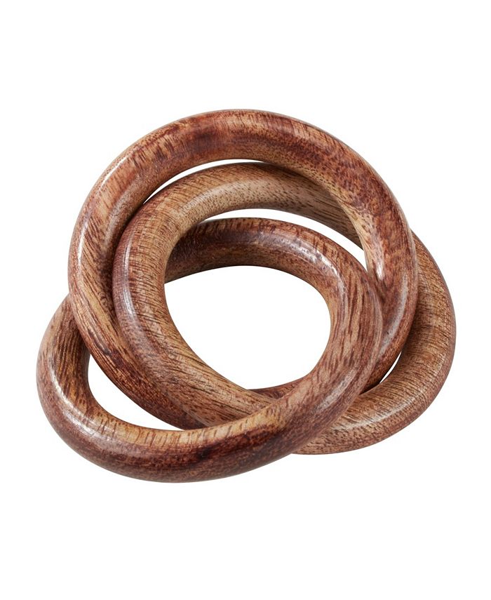 Saro Lifestyle Mango Wood Napkin Ring With Interlock Design, Set Of 4 3 Saro Lifestyle Mango Wood Napkin Ring With Interlock Design, Set Of 4