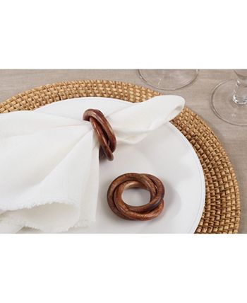 Saro Lifestyle Mango Wood Napkin Ring With Interlock Design, Set Of 4 4 Saro Lifestyle Mango Wood Napkin Ring With Interlock Design, Set Of 4 - Image 2