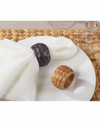 Saro Lifestyle Mango Wood Napkin Ring With Chunky Design, Set Of 4 - Image 2