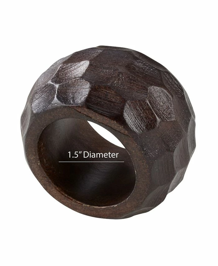 Saro Lifestyle Mango Wood Napkin Ring With Chunky Design, Set Of 4 - Image 4