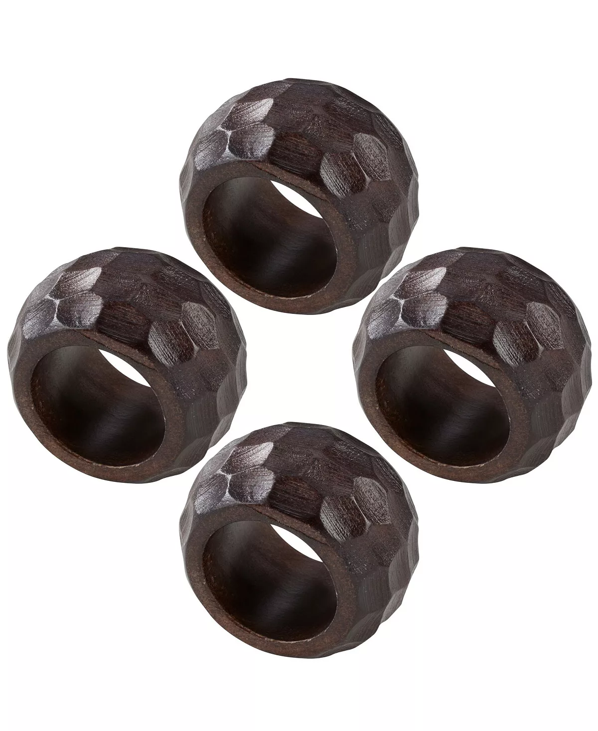 Saro Lifestyle Mango Wood Napkin Ring With Chunky Design, Set Of 4 - Image 5