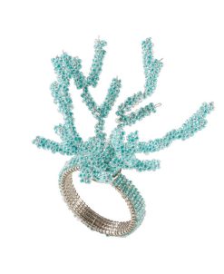 Saro Lifestyle Dinner Napkin Ring With Beaded Design, Set Of 4