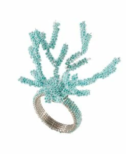 Saro Lifestyle Dinner Napkin Ring With Beaded Design, Set Of 4