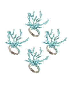 Saro Lifestyle Dinner Napkin Ring With Beaded Design, Set Of 4 -VilleroyBoch shop 14728561 fpx
