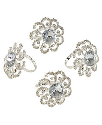 Jeweled Floral Napkin Ring Set Of 4, 1.5 X 1.5 Saro Lifestyle Jeweled Floral Napkin Ring Set Of 4, 1.5 X 1.5 -VilleroyBoch shop