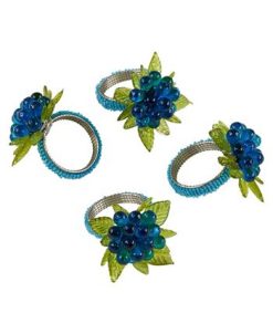 Saro Lifestyle Flower And Leaves Design Beaded Napkin Ring, Set Of 4 -VilleroyBoch shop 14728710 fpx