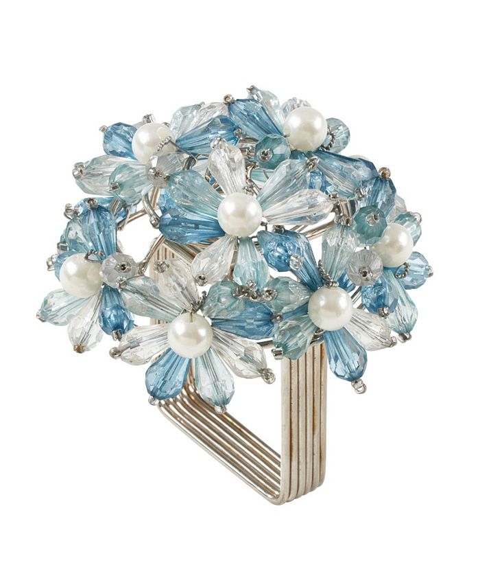 Napkin Ring With Beaded Floral Design, Set Of 4 Saro Lifestyle Napkin Ring With Beaded Floral Design, Set Of 4 -VilleroyBoch shop