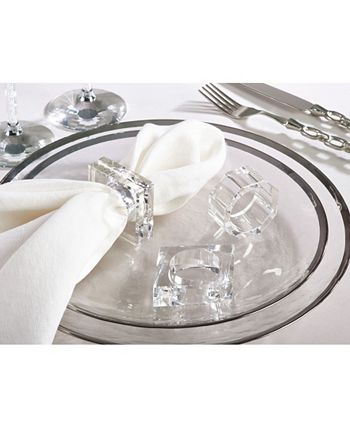 Glass Crystal Doubled Block Napkin Ring, Set Of 4 Saro Lifestyle Glass Crystal Doubled Block Napkin Ring, Set Of 4 -VilleroyBoch shop