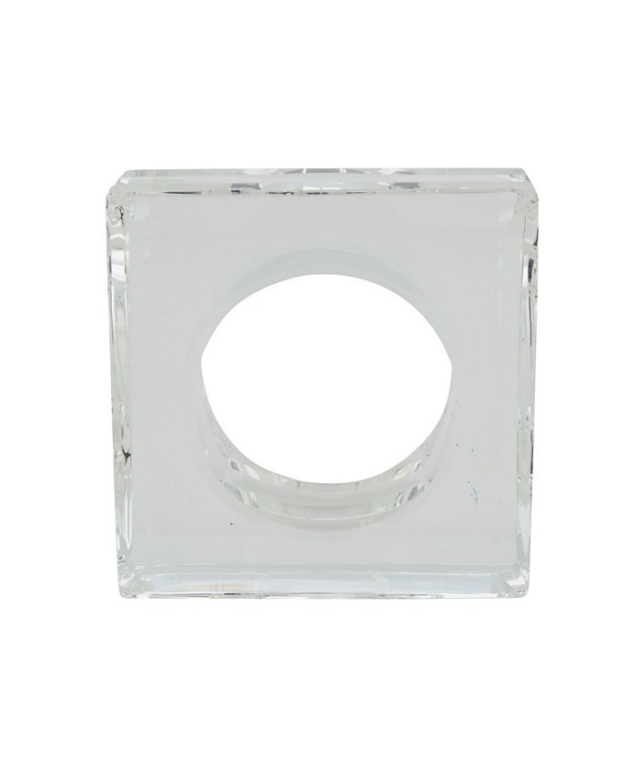 Glass Crystal Doubled Block Napkin Ring, Set Of 4 Saro Lifestyle Glass Crystal Doubled Block Napkin Ring, Set Of 4 -VilleroyBoch shop