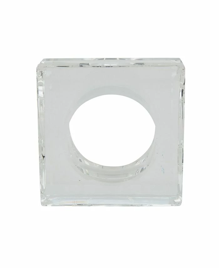 Saro Lifestyle Glass Crystal Doubled Block Napkin Ring, Set Of 4 - Image 4