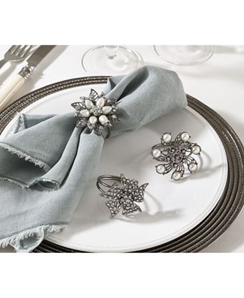 Bejeweled Flower Design Napkin Ring, Set Of 4 Saro Lifestyle Bejeweled Flower Design Napkin Ring, Set Of 4 -VilleroyBoch shop