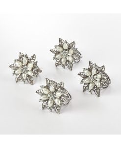 Saro Lifestyle Bejeweled Flower Design Napkin Ring, Set Of 4 5 Saro Lifestyle Bejeweled Flower Design Napkin Ring, Set Of 4 -VilleroyBoch shop 14728941 fpx
