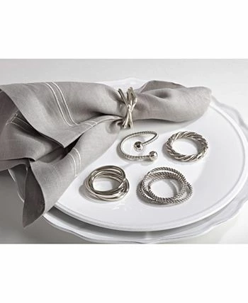 Saro Lifestyle Three Ring Design Napkin Ring, Set Of 4 - Image 2