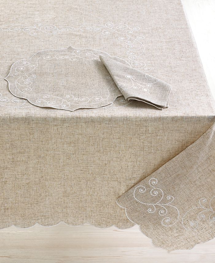 French Perle Embroidered 60 X 120 Tablecloth Lenox French Perle Embroidered 60 X 120 Tablecloth -VilleroyBoch shop