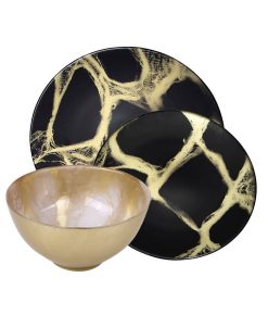 Classic Touch 12 Piece Marbleized Dinnerware Set